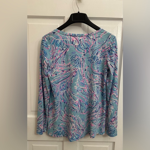 Lilly Pulitzer Etta Long Sleeve Bayside Blue Under The Moon - Picture 6 of 10
